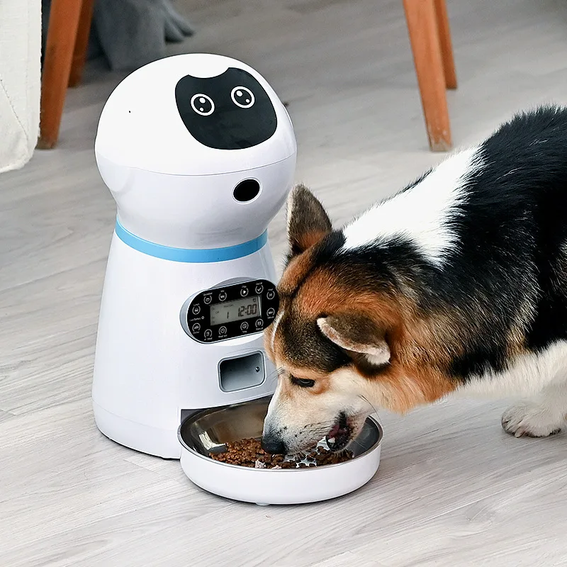 Automatic Pet Feeder, Cat Dog Food Dispenser, Smart Timer, Stainless Steel Bowl, 4L Capacity, Programmable Robot Feeding Machine