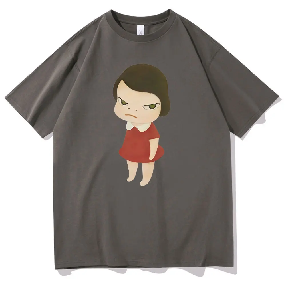 Yoshitomo Nara Red Dress Girl Graphic Print Tshirt Men Women Fashion Cartoon Harajuku T-shirts Male Cute Funny Oversized T Shirt