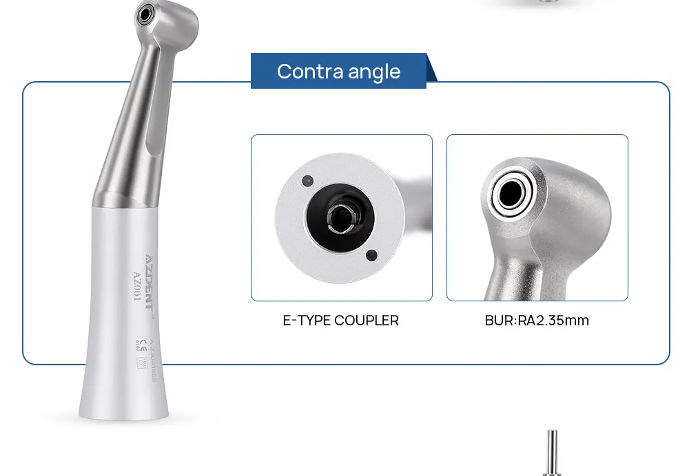AZDENT Dental-Handstück-Set mit hoher und niedriger Geschwindigkeit, Druckknopf, 1:1, Winkelstück, Luftmotor-Set, Standard-Hochgeschwindigkeits-Handstück mit LED – Detail 6