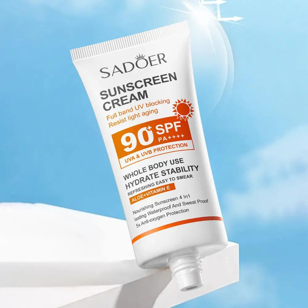 50ML NOWY SPF 90+ Filtr przeciwsłoneczny do twarzy Ochraniacz całego ciała Solar Długotrwały, odporny na promieniowanie UV Nietłusty krem przeciwsłoneczny do twarzy A5O2