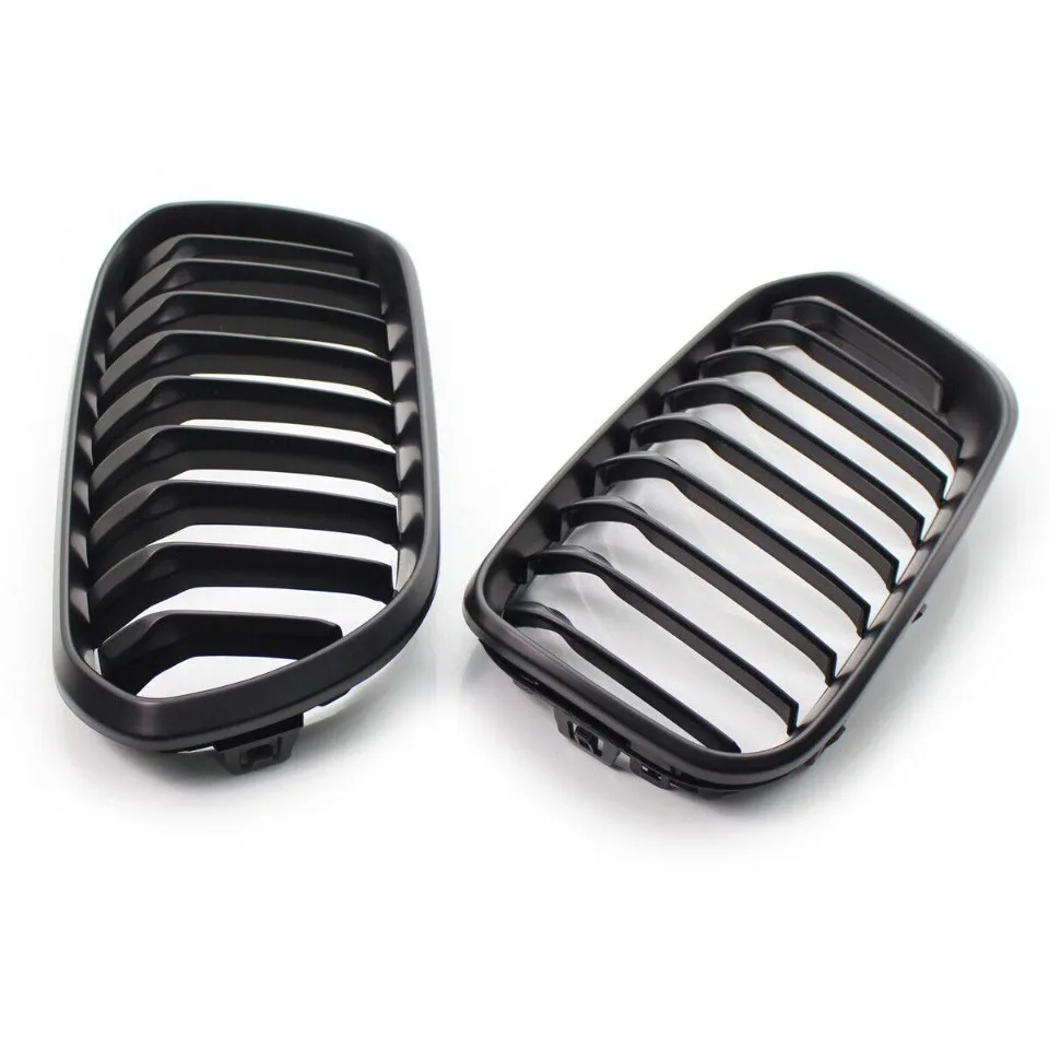 XVIP Frontstoßstangen-Nierengrill, Renngrills für BMW 1er F20 F21 2015–2019, Ersatz-Doppellatten, glänzend schwarze Gitter – Detail 4