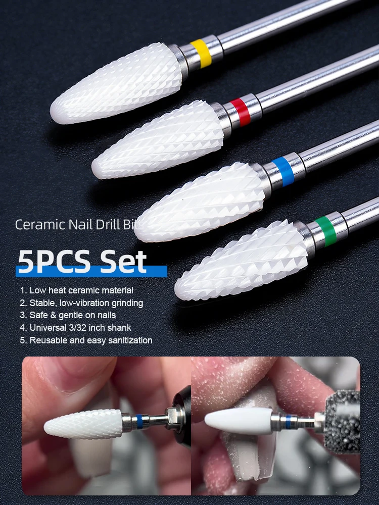 Keramik-Nagelbohrer Elektrischer E-Feiler Nagelfräser Puffer für Acryl-Gel-Nagelentfernung Nagelhautreinigung Maniküre Nagelkunst – Detail 1