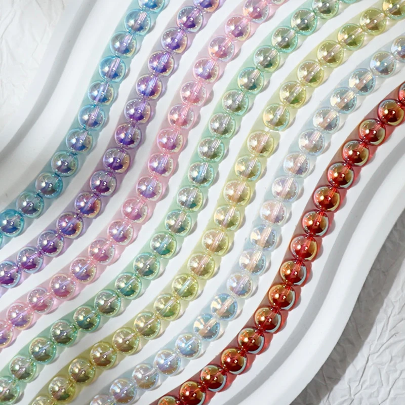 10PCS 8mm Sparkle High Gloss Non Fading Bubble Beads Iridescent Loose DIY Handmade Bracelet Necklace Jewelry Material - view 2