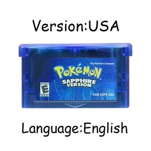 Cartucho de videojuegos Pokémon de la serie GBA, tarjeta de consola de 32 bits, Esmeralda, rubí, zafiro de hoja verde, varios idiomas