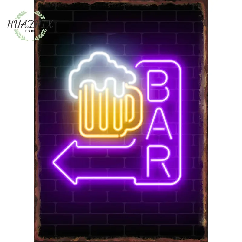 Neon Bar Metal Tin Sign Open Decoration Plate Beer Wall Decor Room Door Coffee Retro Vintage for Art Home Club Cafe Aesthetics