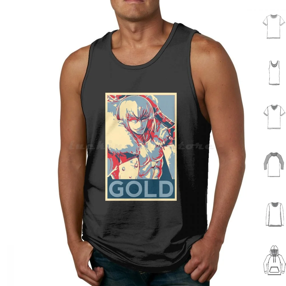 Kintoki-Gold Tank Tops Print Cotton Fgo Fate Grand Order Fsn Fate Stay Night Sakata Kintoki Gold Golden Berserker Aniki