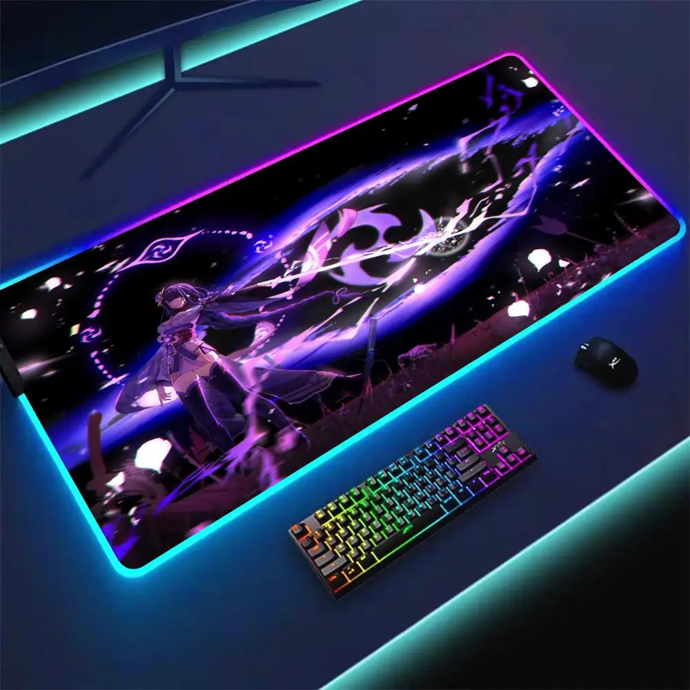 

Коврик для мыши RGB Purple Lightning Samurai игровой коврик резиновый противоскользящий настольный коврик со светодиодной подсветкой игровая клавиатура коврик для мыши геймер аксессуары для ПК