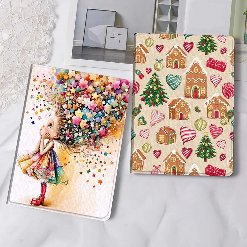 

Чехол для планшета с изображением девочки из мультфильма, складной, для iPad Pro, Air, Mini 2, 3, 4, 5, 6, 7, 6-го, 7-го, 10-го, 11-го поколений, 10.2, 9.7, 10.5, 11 дюймов, рождественский подарок