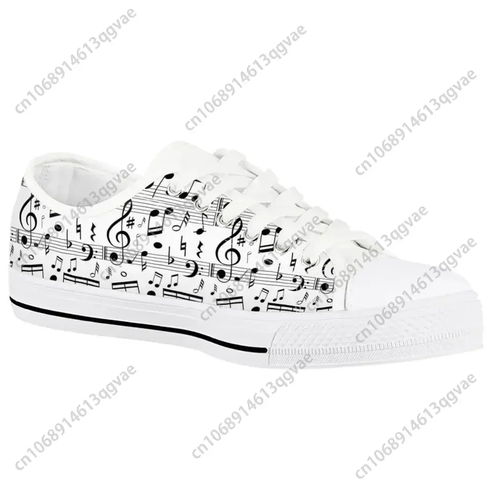 Music Notes Print Piano Pattern Low Top High Quality Sneakers Mens Womens Teenager Canvas Sneaker Couple Shoes Custom Made Shoe