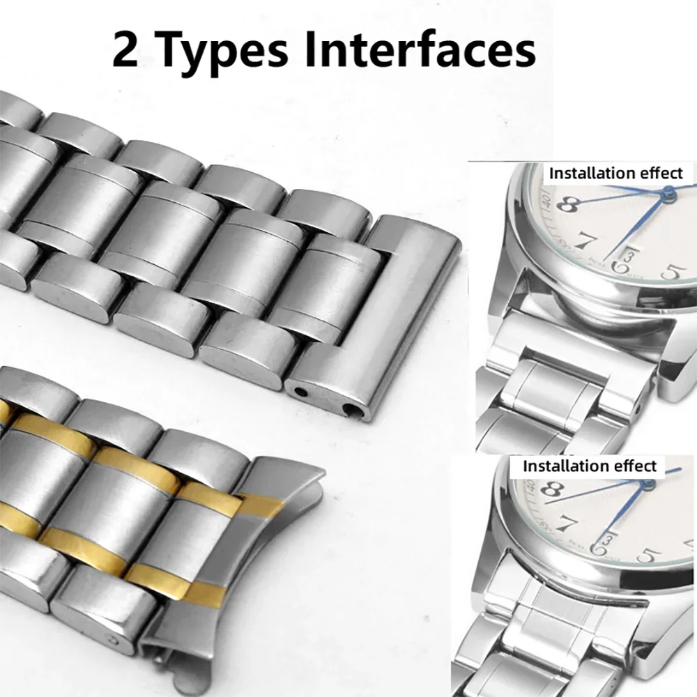 Ремешок изогнутый для часов, металлический браслет из нержавеющей стали для LONGINES, 12 13 14 15 16 17 18 19 20 21 22 23 24 мм
