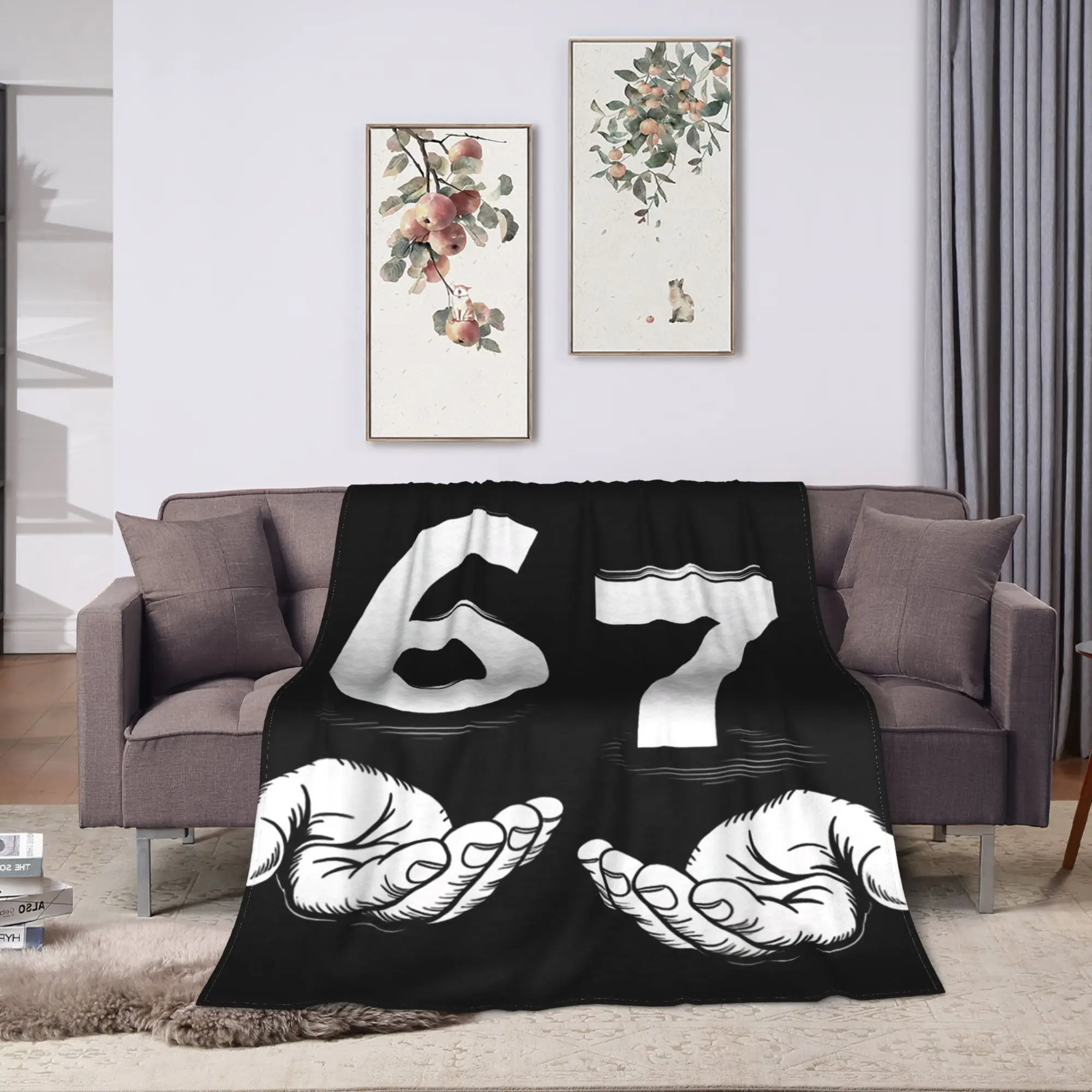 Funny Six Seven 6 7 Meme Gen Alpha Slang 6 7 Hands Blanket Warm Soft Plush Bedding Throws Couch Chair Sofa Bed Flannel Bedspread