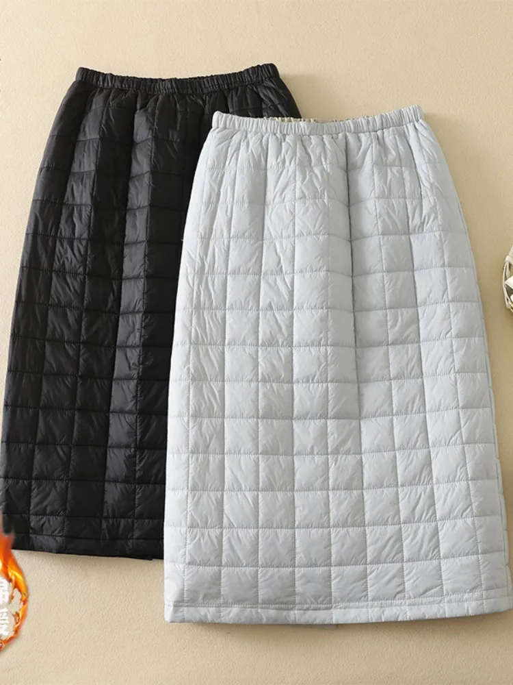 

Теплая легкая пуховая хлопковая юбка женская зимняя с эластичной талией, приталенная, А-силуэт, повседневная, средней длины, фасон «зонтик»