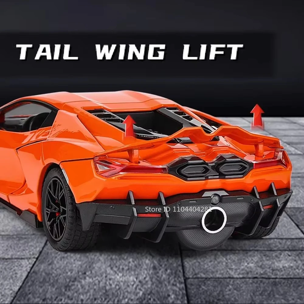 Lambor Revuelto Bolide-coches de aleación fundidos a presión, modelo de juguete con luz de sonido, puertas extraíbles, coches deportivos en miniatura abiertos, regalos para niños, 1:24