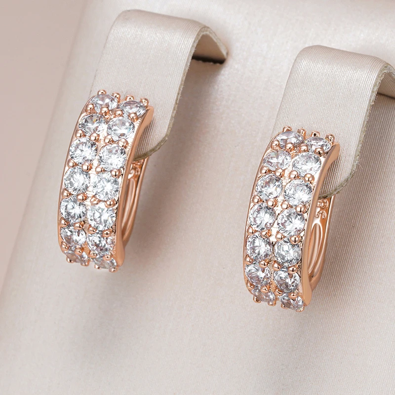 Kienl Heißer Voll Glänzender Natürlicher Zirkon Tropfenohrring für Frauen Mode 585er Roségold Farbe Täglicher Feiner Vintage-Schmuck Bestes Geschenk