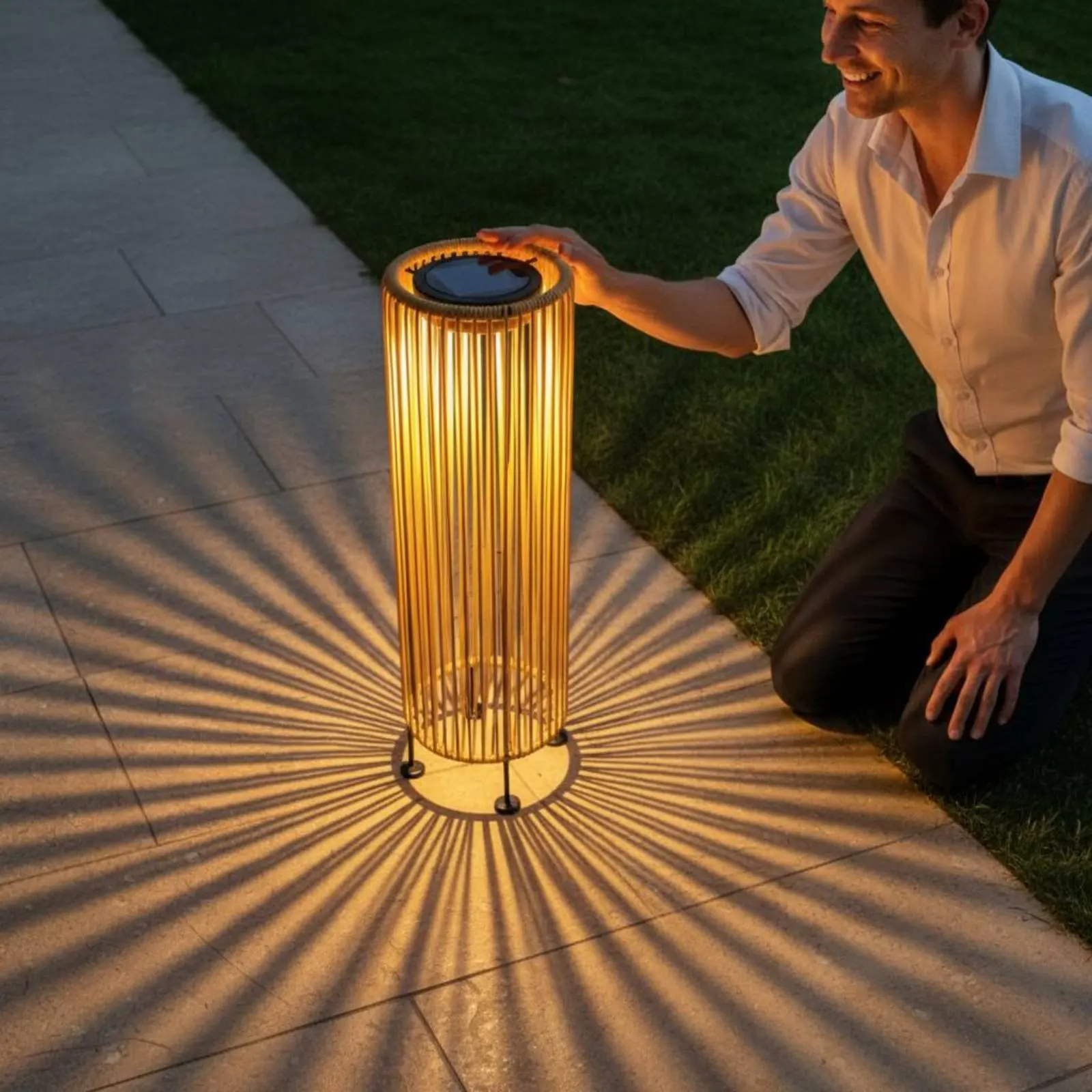 Solar Garden Lantern Weather Resistant Wicker Solar Light Decorative Hanging Lamp for Patio view 6