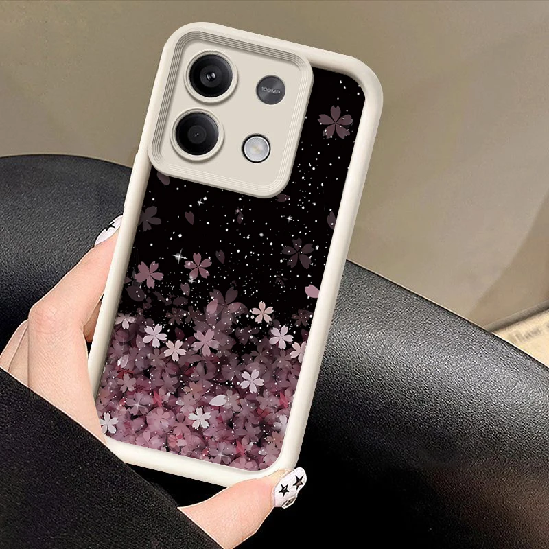 Cherry Blossom Case For Xiaomi Redmi Note 13 4G 12 11 13 Pro Plus 5G Poco X6 X5 F6 M6 11T 13T Pro Soft TPU Silicone Phone Cover