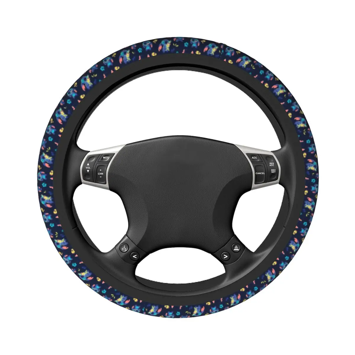 Customized Cute Stitches Pattern Steering Wheel Cover Anime Cartoon Soft Car Steering Wheel Protector 15 Inch Auto Accessories