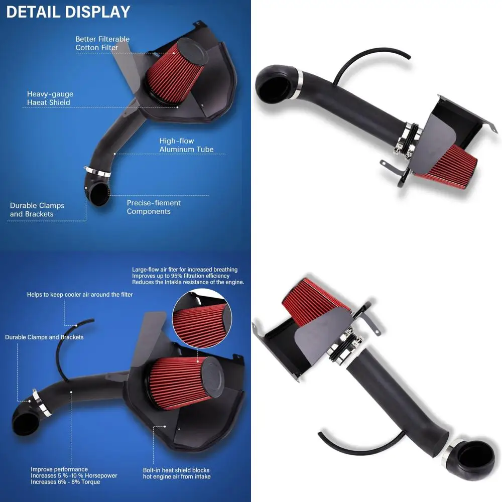 

2009-2014 V8 Engine Air Filter Replacement for 4.8L, 5.3L, 6.0L, 6.2L Trucks, Black