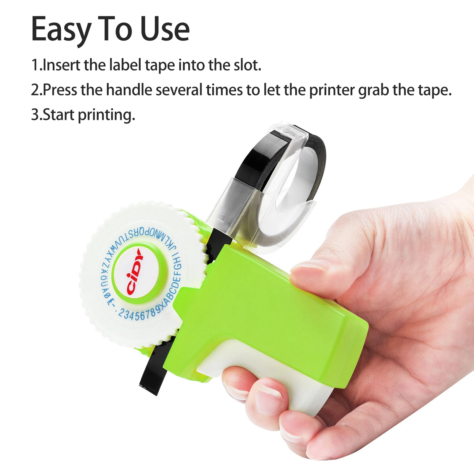 Manual 3D Embossing Label Maker DIY Mini Typewriter Machine with 7 Label Tape Rolls - 9mm*300cm Handheld Labeler for Organizing