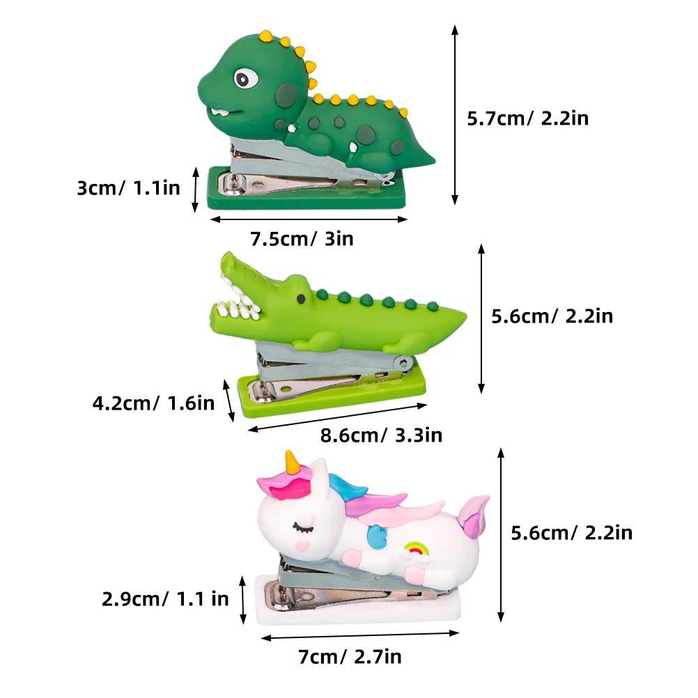 3 Pcs Stapler Stationery Desk Office for Household Handheld Silica Gel Cute Child Reusable