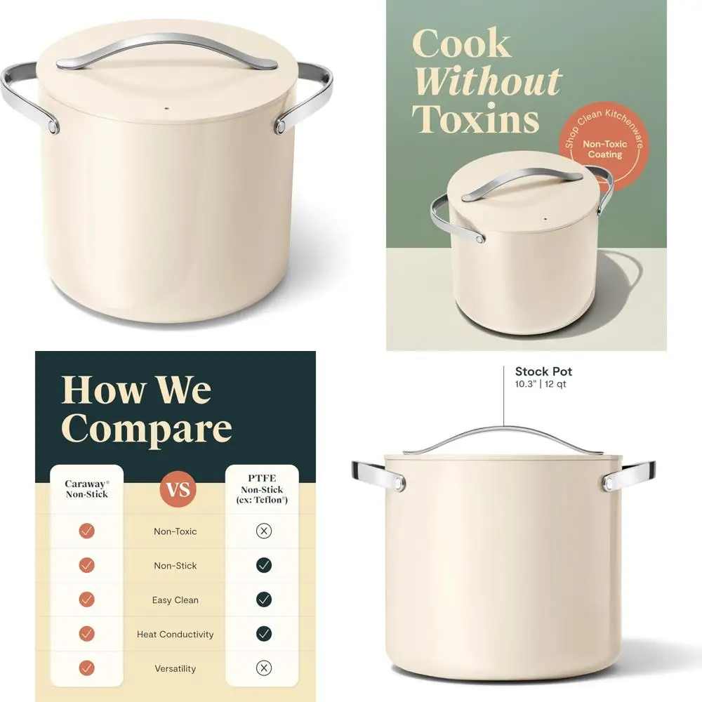 

Большой сливочный горшок с керамическим покрытием, 12 литров — без навсегда химикатов — идеально подходит для больших партий и здорового приготовления пищи