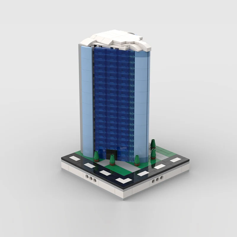 Modèle de vue de rue de ville, briques de construction MOC, architecture de bureau, technologie modulaire, cadeaux de vacances pour enfants, jouets à assembler