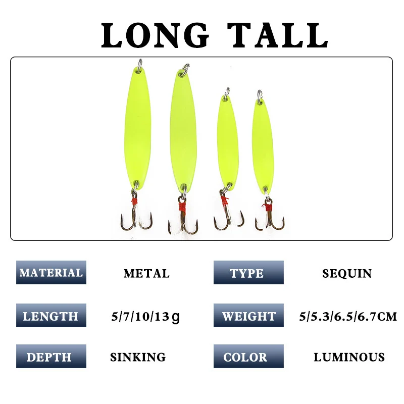 1 PC Sequin Fishing Lure Sinking Luminous Simulation SPINNER Fishing Bait 5/7/10/13g JIG Hard Artificial Bait Fishing Gear