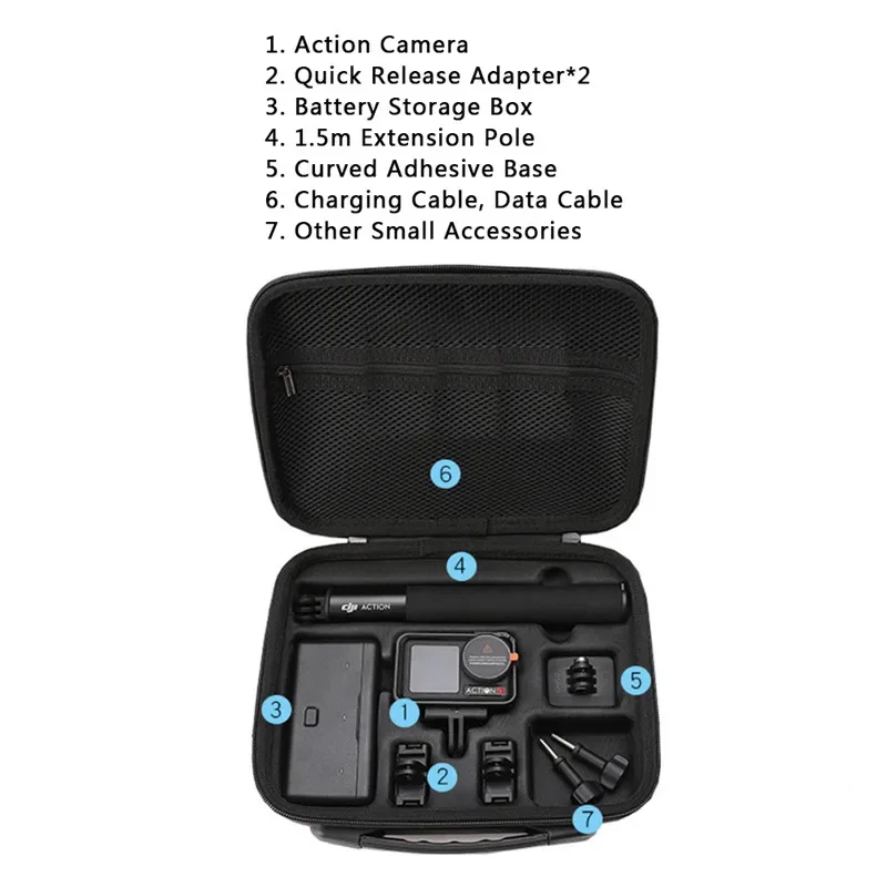 Tas penyimpanan kamera olahraga portabel, tas perlindungan Digital Osmo Action 5 Pro 4/3 untuk DJI Osmo Action 5 Pro