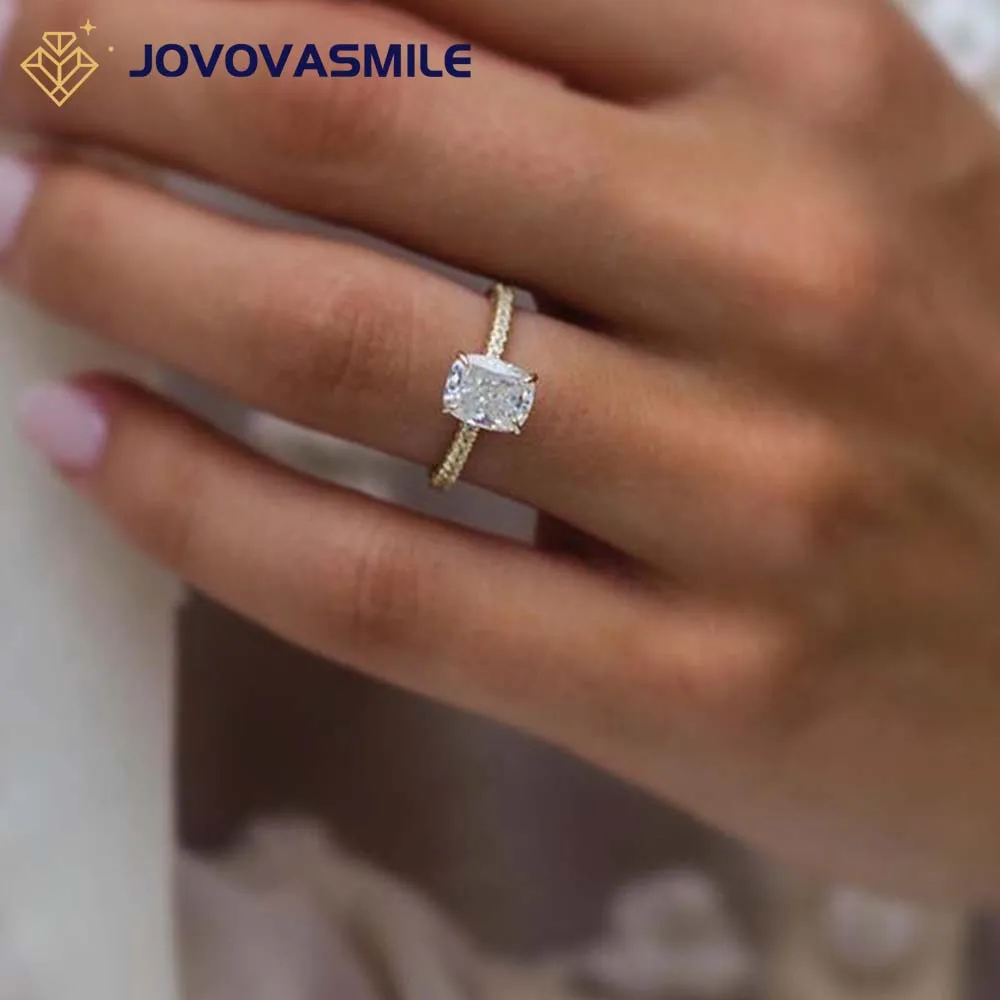 JOVOVASMILE Moissanite Ring 1.5 Carat Crushed Ice Cut  Rowan Setting Women Engagement Wedding