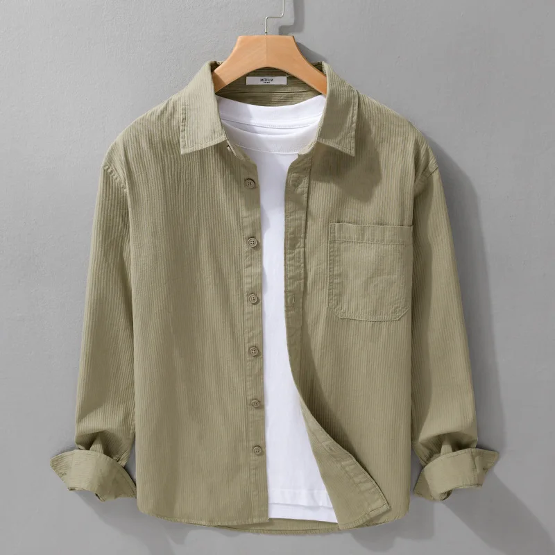 2026 Autumn Casual 100% Cotton Corduroy Mens Shirts Comfort Multi-color Shirt for Men hawaiian Streetwear Men Tops
