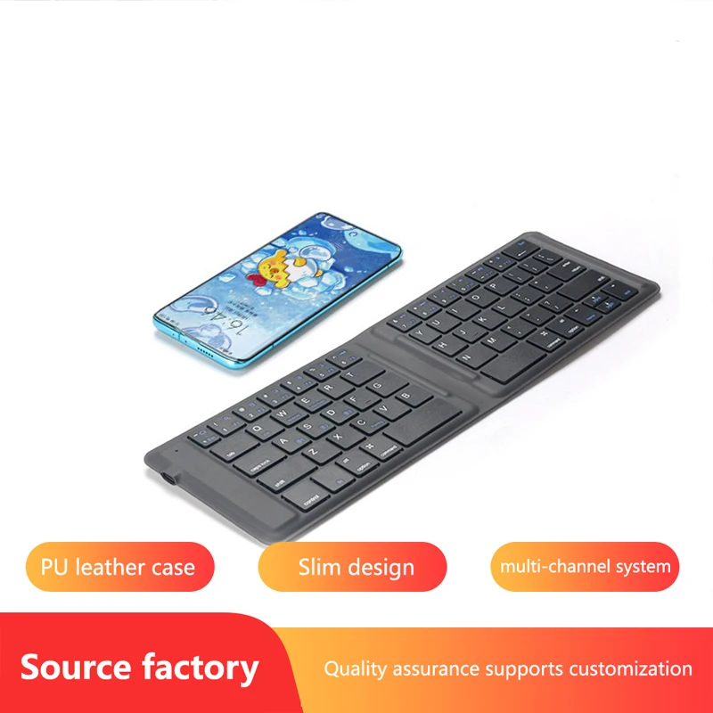 Fully Leather Bluetooth Mini Ultra-thin Portable Folding Keyboard Tablet Laptop Mobile Phone Wireless Keyboard