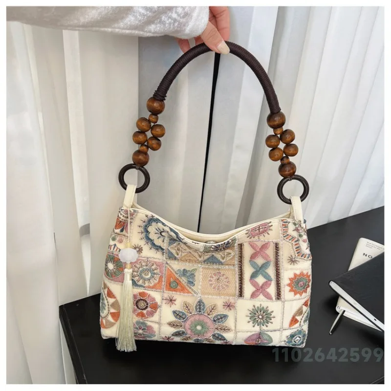 2026 New Women's Handbag Fashionable High Quality Embroidered Shoulder Bag Advanced Temperament Multi Functional Storage Bag