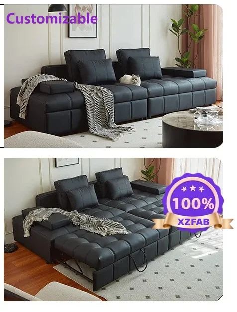 Factory Direct 2026 Modern simple straight sofa bed Italian living room push-pull dual-purpose household zero wall