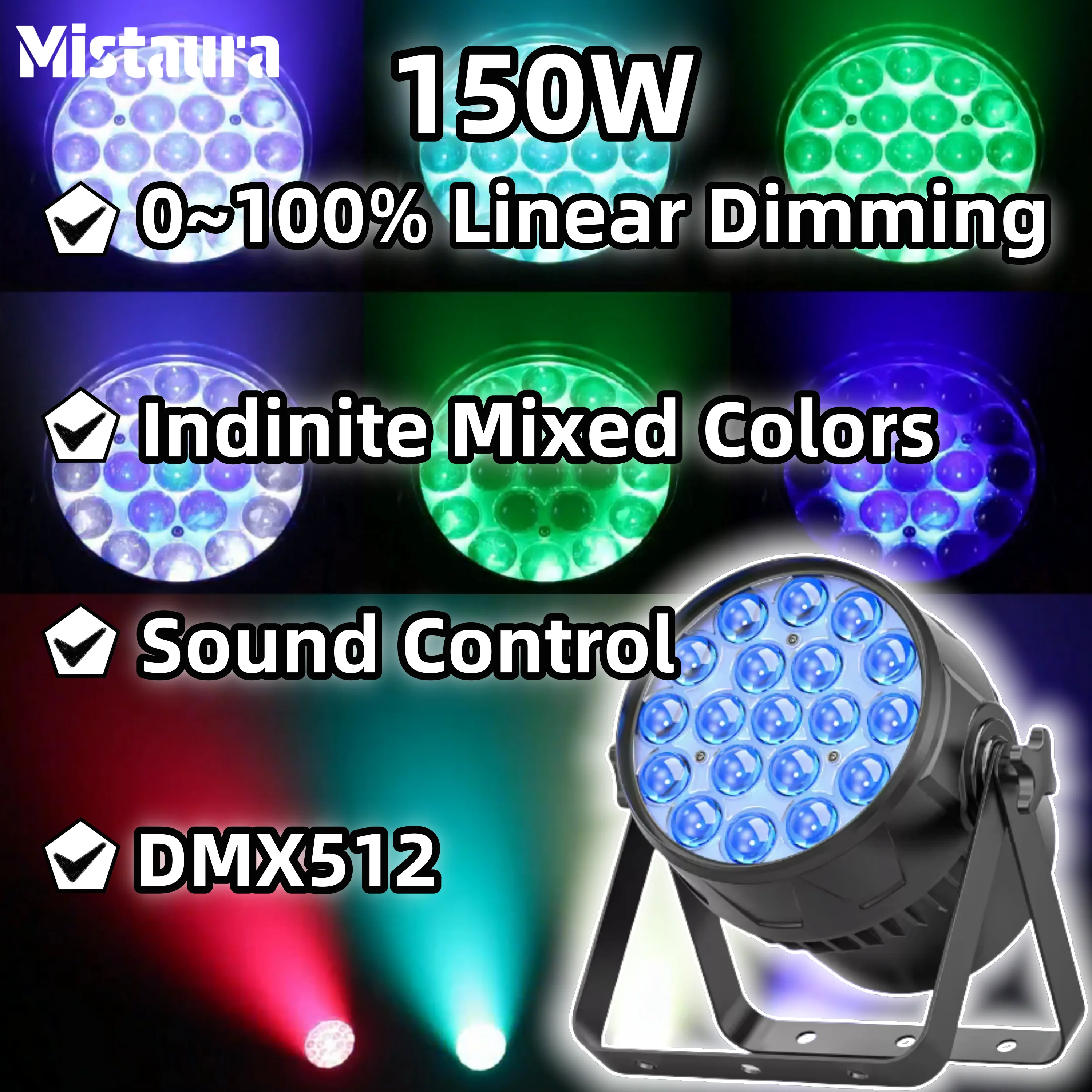 Luz PAR de 150W, 19x15W, luces Par LED RGB, Control de sonido DMX, enfoque lineal, luz de escenario profesional para DJ, configuración de Fiesta Disco