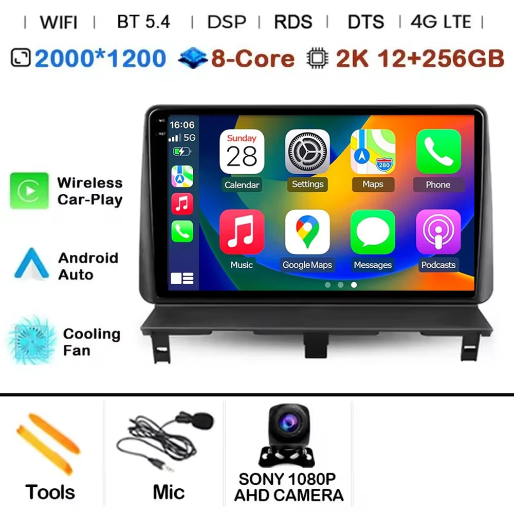 Android 15 autoradio multimediaspeler GPS DSP voor Peugeot Partner 1 2002 - 2008 Partner Origin 1 2008 - 2011 met Carplay