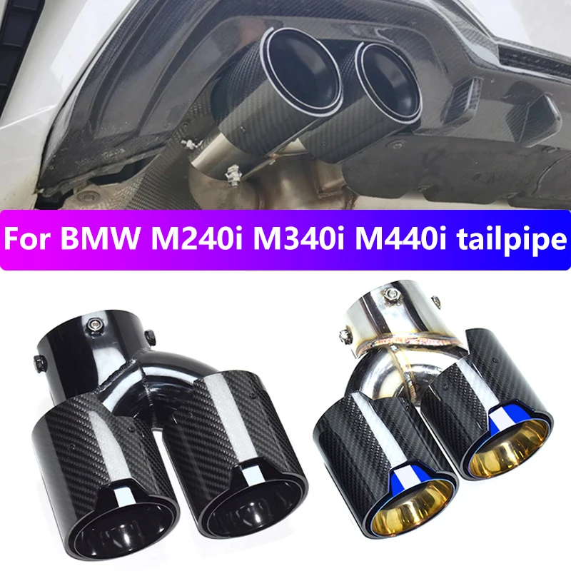 

Для 2019-2025 BMW M240i M340i M440i G23 G20 G21 G42 модернизация выхлопной трубы из углеродного волокна четырехъядерный черный наконечник сопла глушитель