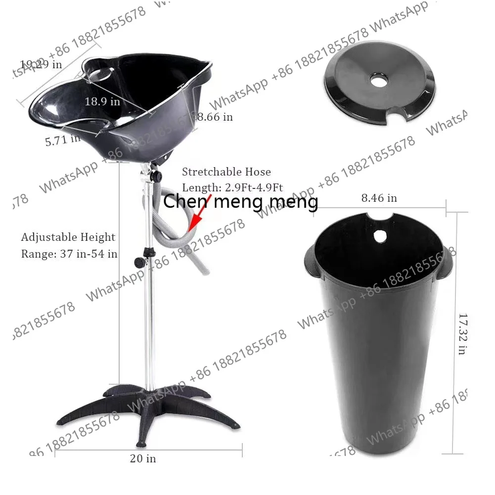 Bak cuci rambut portabel dari plastik, bak cuci rambut salon, bak cuci rambut plastik ABS, aksesoris barbershop