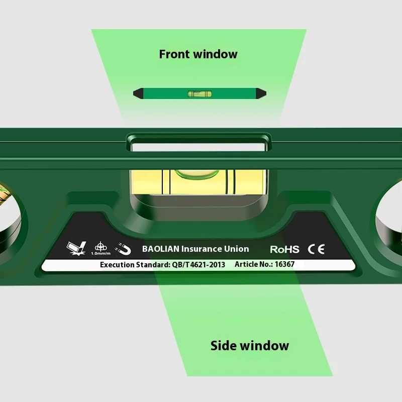 ثلاثة فقاعات صغيرة للمستوى المغناطيسي عالي التجويف 0 ° /45 ° /90 °   مسطرة دقيقة مقاومة للصدمات مقاس 225 مم، أفقية السيارة عالية الدقة