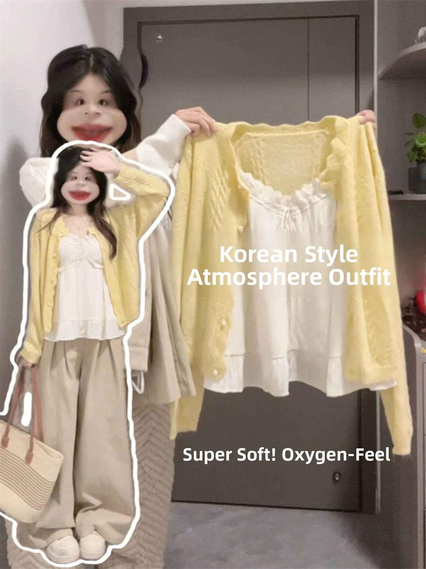 

Korean Style Soft Short Knitted Sweater Women's round Neck Open Cardigan Slimming Spring Fashion Versatile Knitwear Top