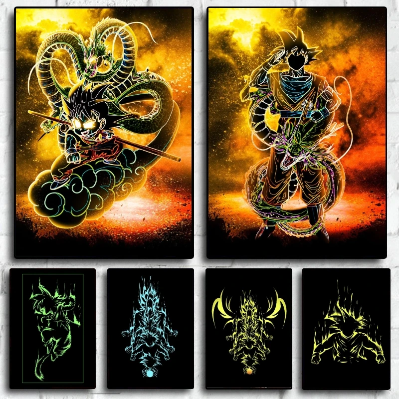 

Dragon Ball Goku and Shenron Character Decorative Painting with High Quality Printing It Adds An Anime Atmosphere To Your Home