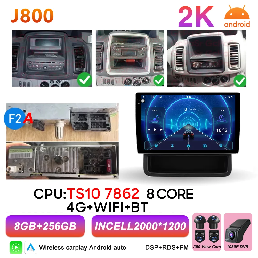Android 16 autoradio voor Renault Trafic 2, Opel Vivaro A en Nissan Primastar 2001-2014, multimediaspeler met Carplay en GPS-stereo