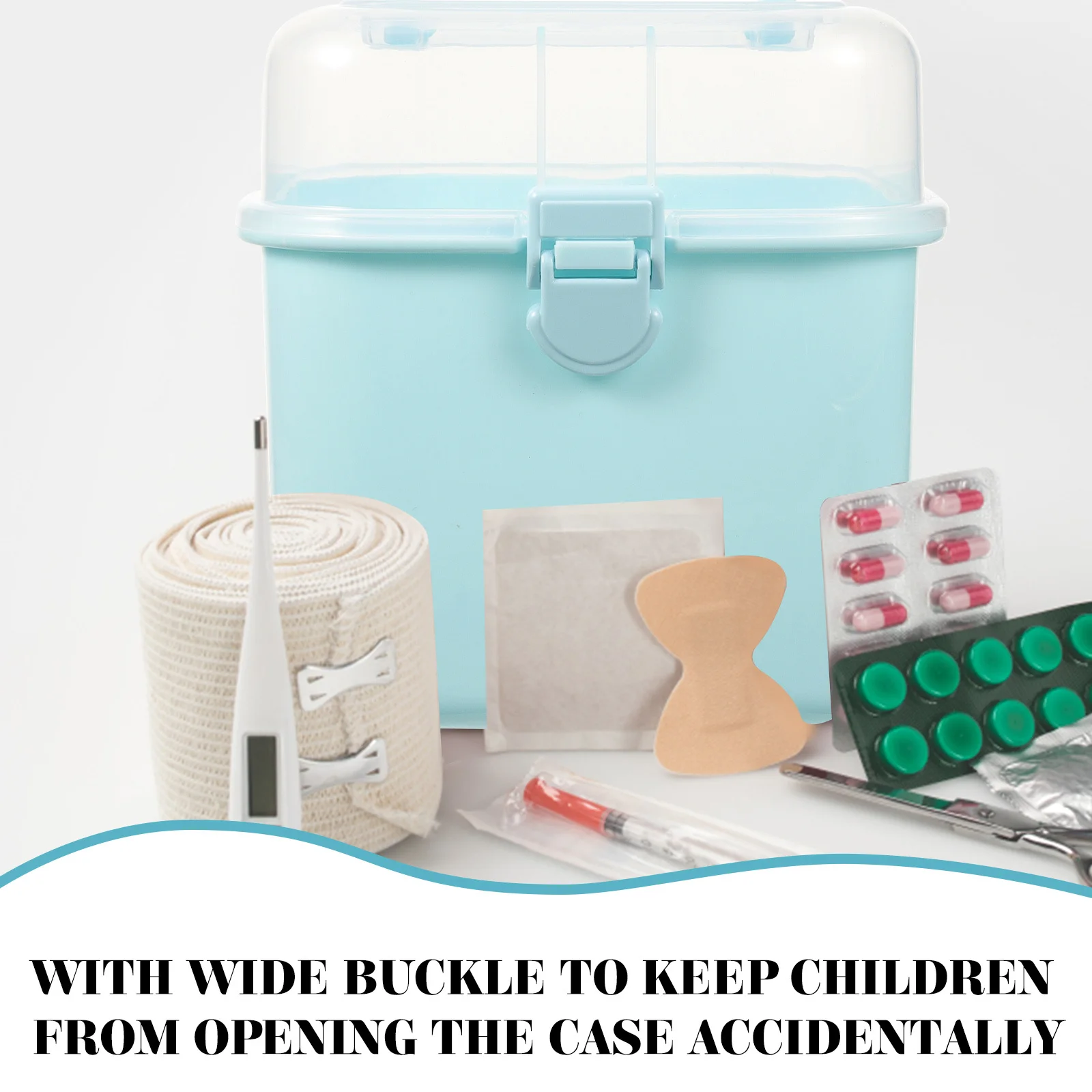1 قطعة صندوق دواء الطوارئ المنزلية سعة كبيرة منظم الطب البلاستيكي مقصورات متعددة مشبك حريزعلى الأطفال السفر #1