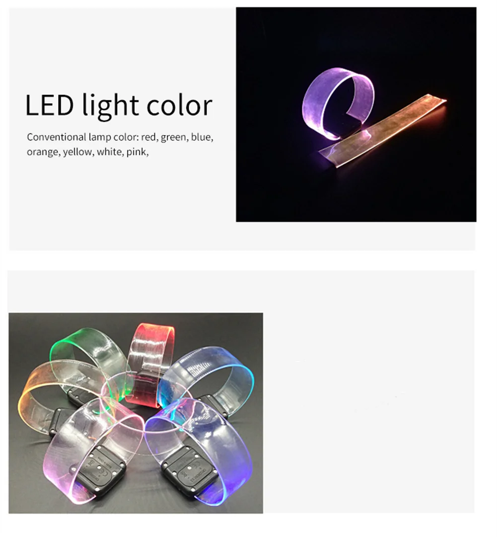 1Pcs LED Battery Light-emitting Bracelet Running Armband Flashing Safety Light Band Magnetic Luminous Warning Safety Light