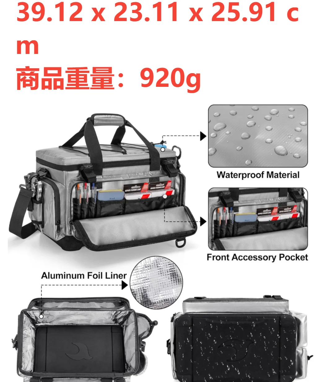 

Многофункциональная сумка для хранения рыболовных снастей и катушек, цвет: серый/черный, вес: 920 г/798 г.