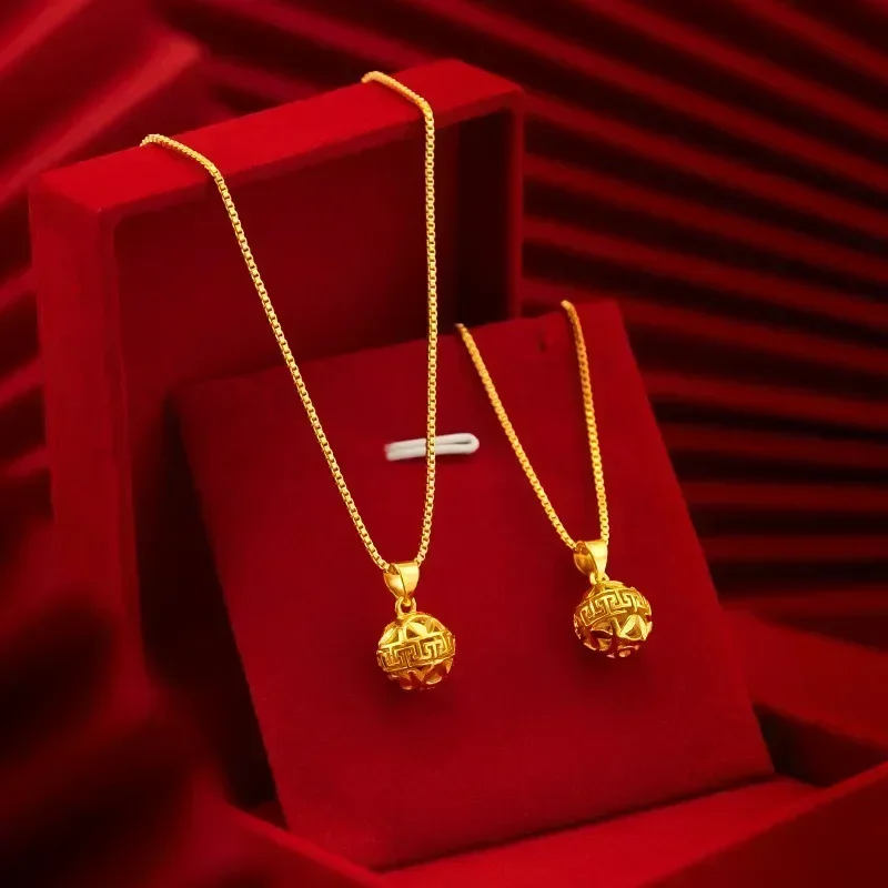 Eldorado Gold  9999 Real Gold 24K Gold Edition Paper Pattern Small Hydrangea Pendant Jewelry Women's Retro Ethnic Style Paper Pa