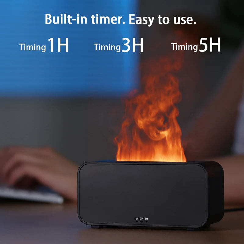 New Simulation Flame Aromatherapy Machine Mini Air Humidifier LED Colorful Light Timer Humidifier Home Perfume Diffuser