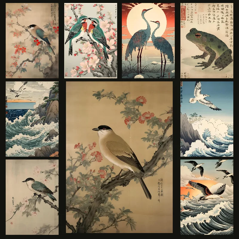 

Japan Love Couple Birds Poster Wall Art Home Decor Room Decor Digital Painting Living Room Restaurant Kitchen Art