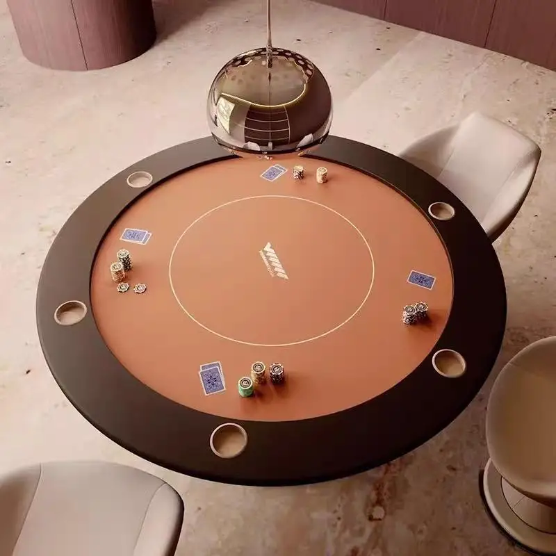 solid wood premium paint simple design Italian luxury multi-seat chess and card table leather metal poker entertainment