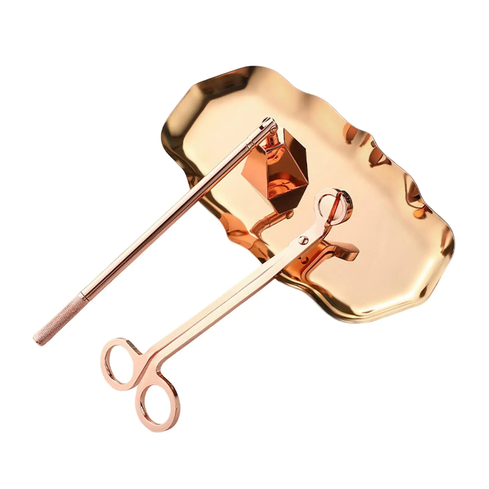 مجموعة ملحقات الشموع المكونة من 3 قطع، صينية تشذيب شمعة الفتيل R باللون الذهبي #1