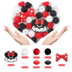 40Pcs/Set Silicone Beads Baby Teething Bead Set Bowknot Mouse shape Focal Beads DIY Pacifier Chain Clip Keychain Pen Accessories